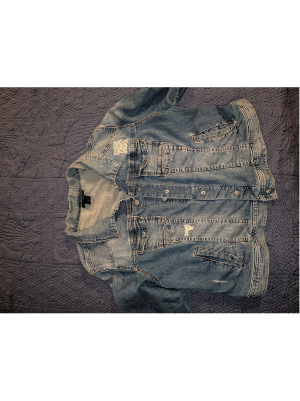Lane Bryant Denim Jacket Womens Size 22 Distressed Stretch Jean Jacket Plus Y2K